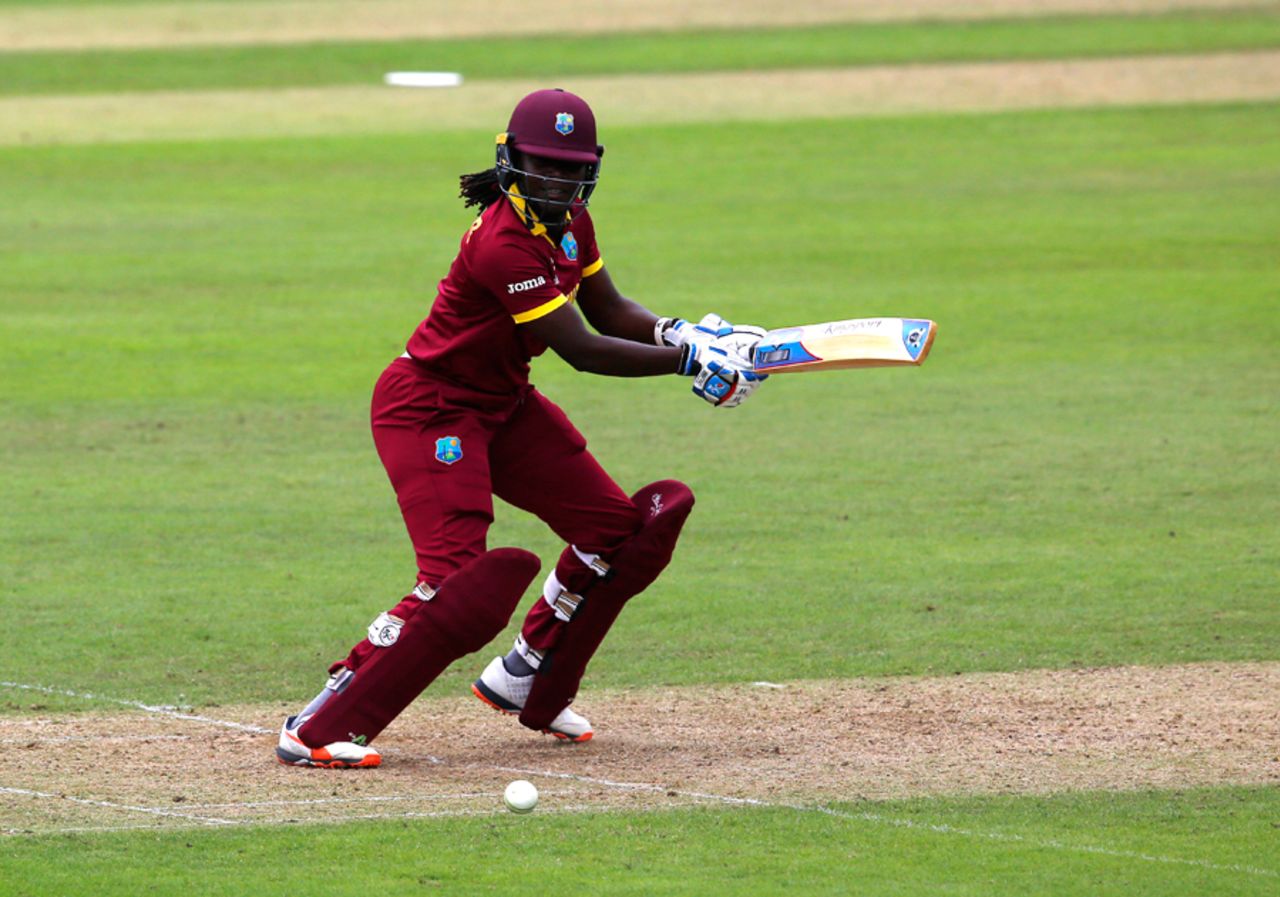 Stafanie Taylor hits one off the back foot, West Indies v Australia, Women's World Cup, Taunton, June 26, 2017