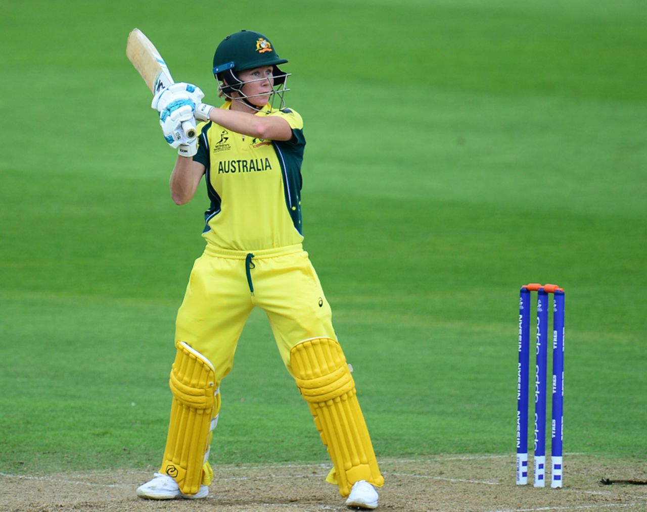 Beth Mooney flays one over point, West Indies v Australia, Women's World Cup, Taunton, June 26, 2017