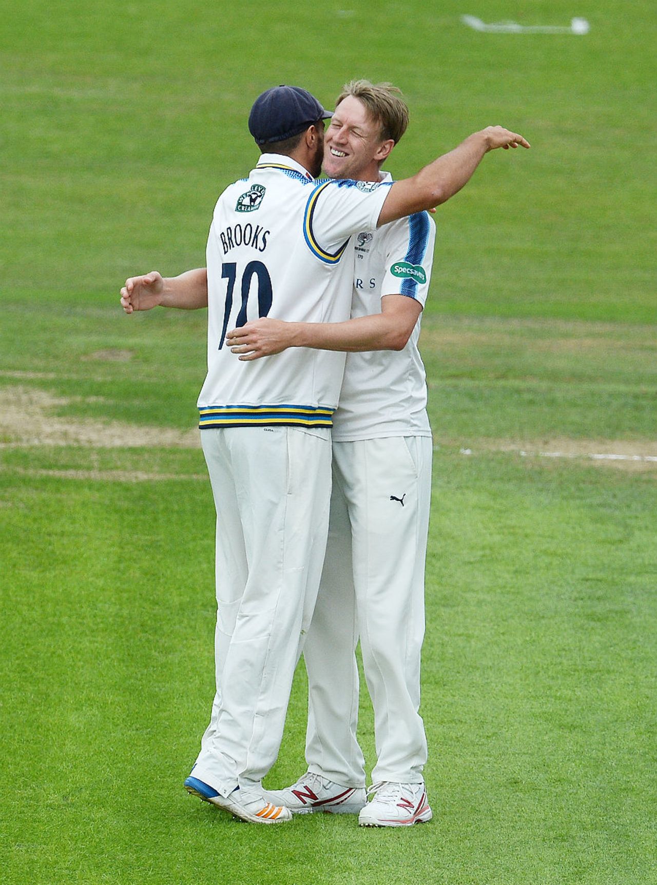Steve Patterson celebrates the wicket of Scott Borthwick, Yorkshire v Surrey, Specsavers County Championship Division One, Headingley, 1st day, June 26, 2017
