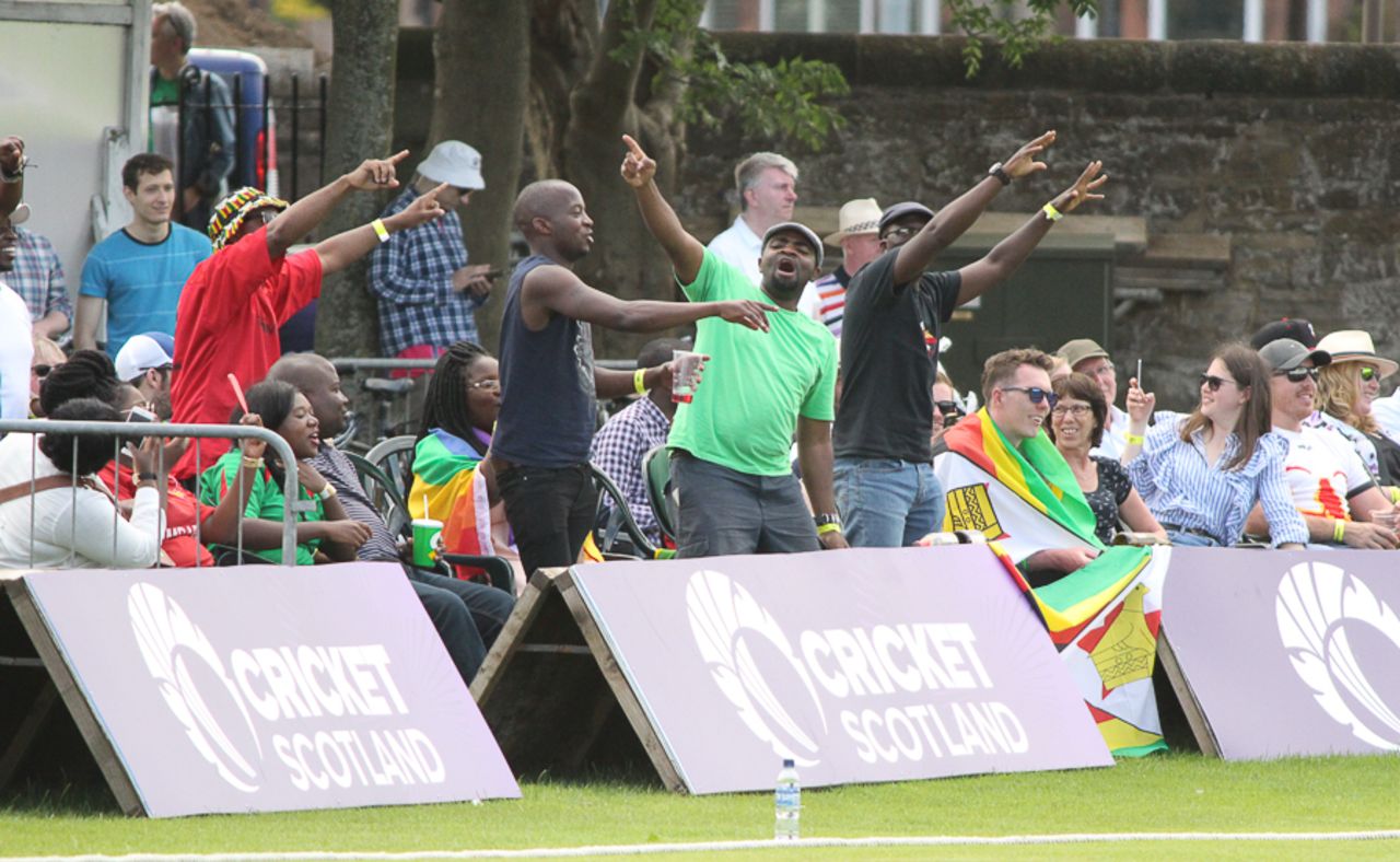Zimbabwe fans cheer for a boundary, Scotland v Zimbabwe, 2nd ODI, Edinburgh, June 17, 2017