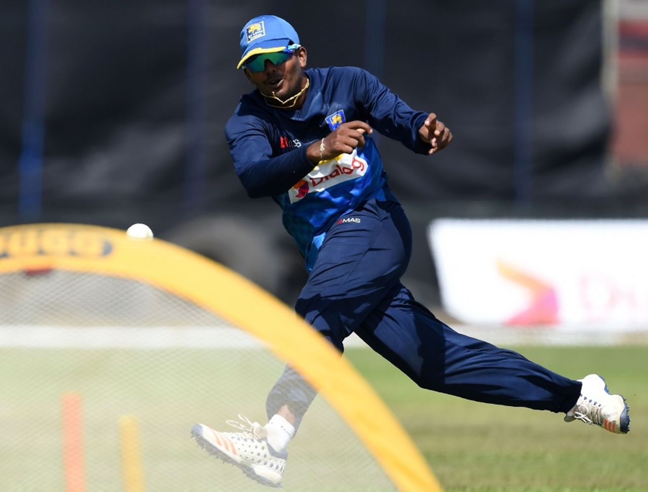 Wanidu Hasaranga takes part in a fielding drill, Galle, June 29, 2017