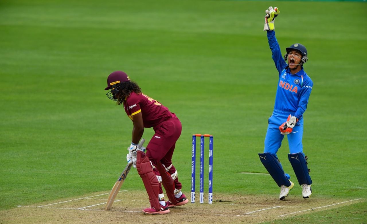 Hayley Matthews survived an appeal from Sushma Verma, India v West Indies, Women's World Cup, Taunton, June 29, 2017