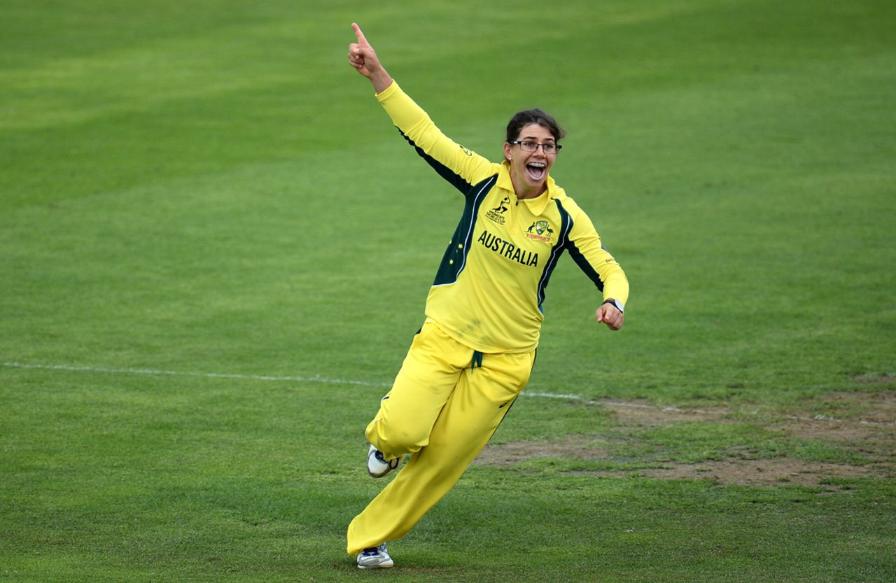 Bowling for the first time in international cricket, Nicole Bolton took two wickets, Australia v Sri Lanka, Women's World Cup, Bristol, June 29, 2017