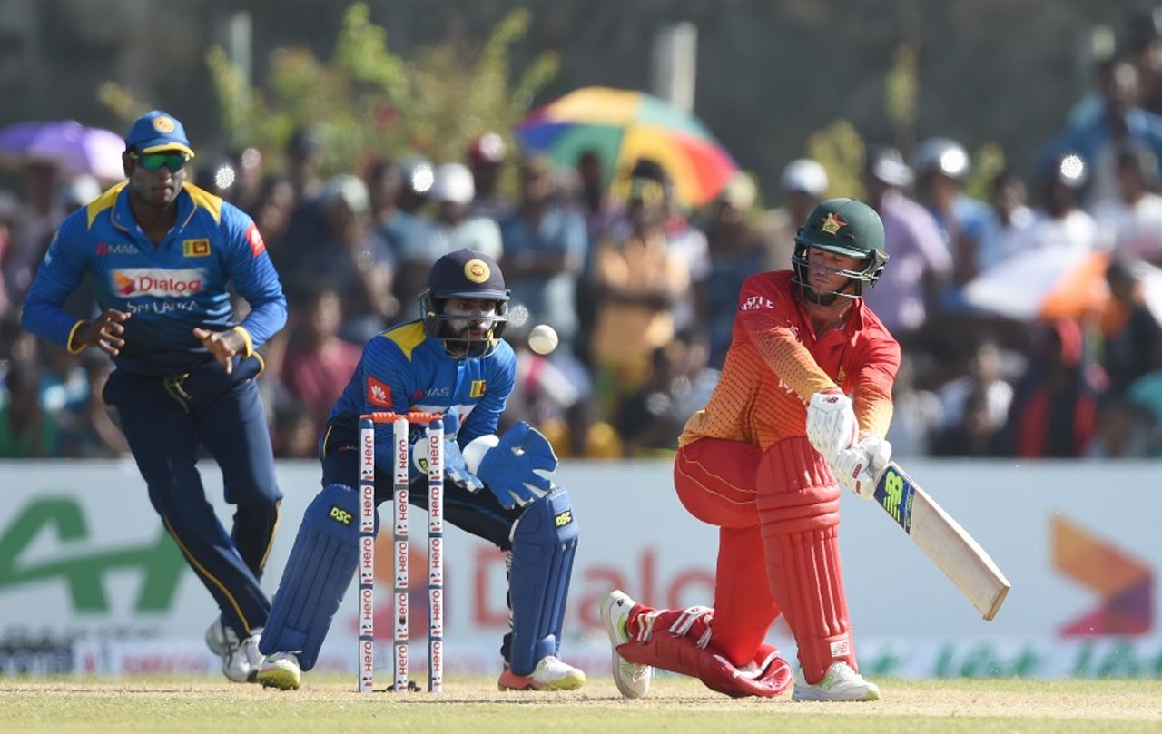 Sean Williams used the sweep to good effect, Sri Lanka v Zimbabwe, 1st ODI, Galle, June 30, 2017