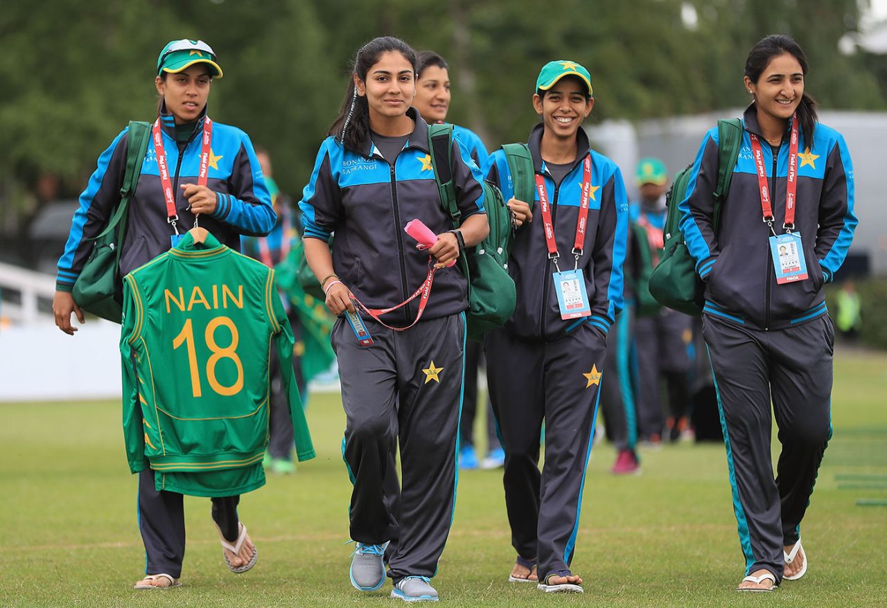Pakistan players arrive for the game, England v Pakistan, Women's World Cup, Leicester, June 27, 2017