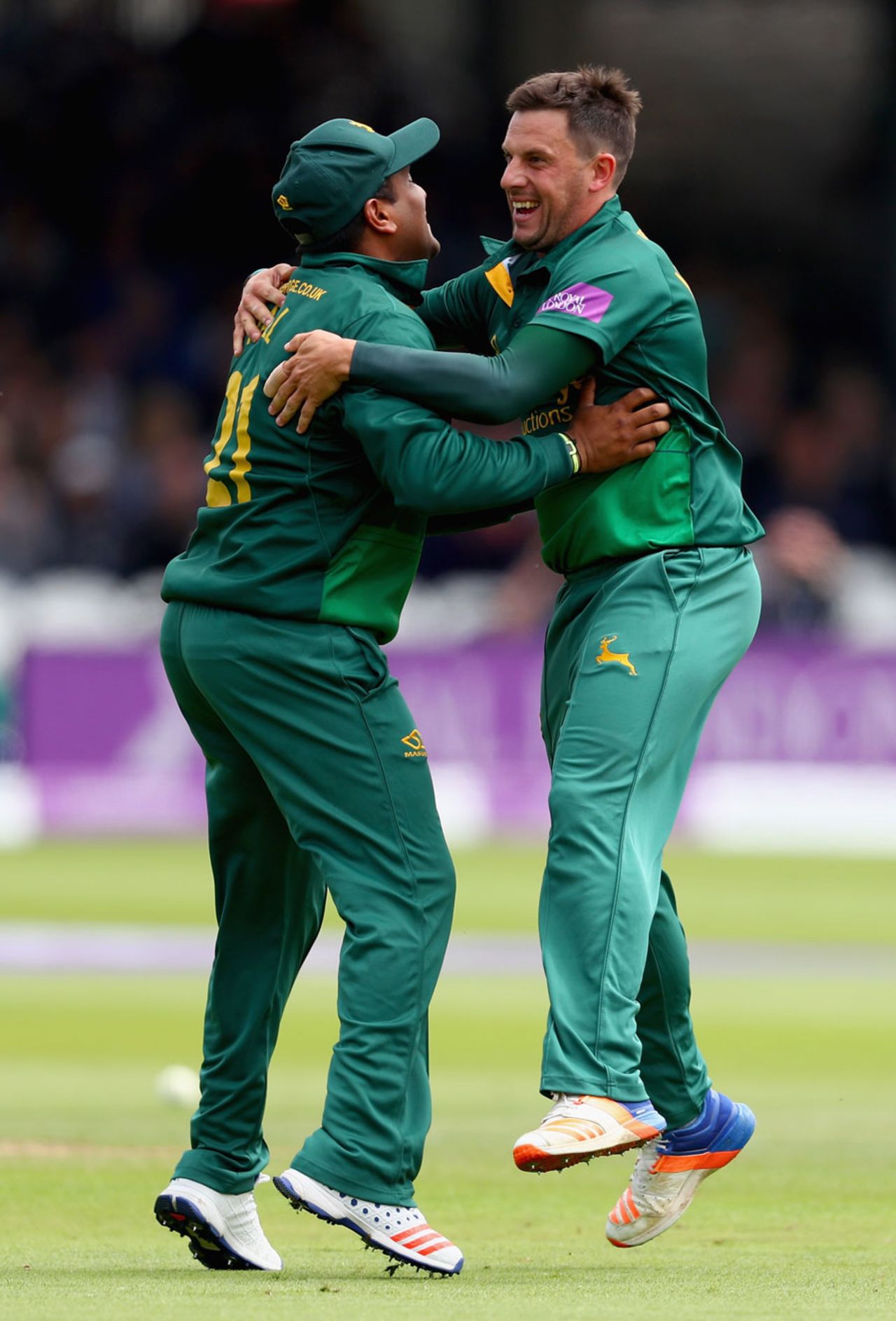 Samit Patel and Steven Mullaney shared five wickets, Nottinghamshire v Surrey, Royal London Cup final, Lord's, July 1, 2017