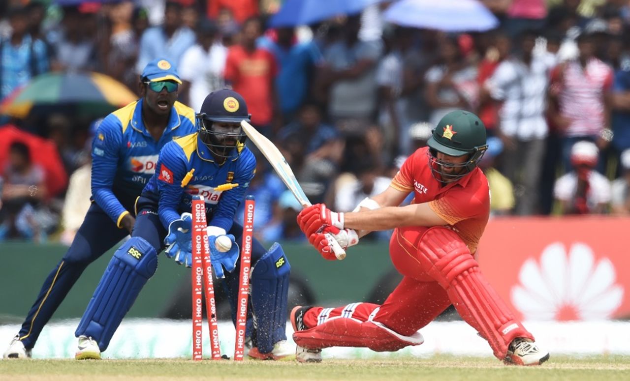 Ryan Burl was bowled around his legs for 9, Sri Lanka v Zimbabwe, 2nd ODI, Galle, July 2, 2017