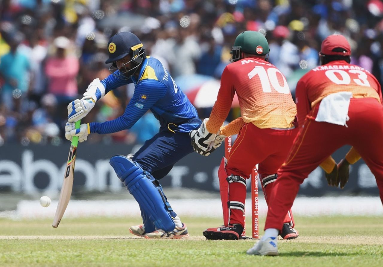 Upul Tharanga opens the face of his bat, Sri Lanka v Zimbabwe, 2nd ODI, Galle, July 2, 2017