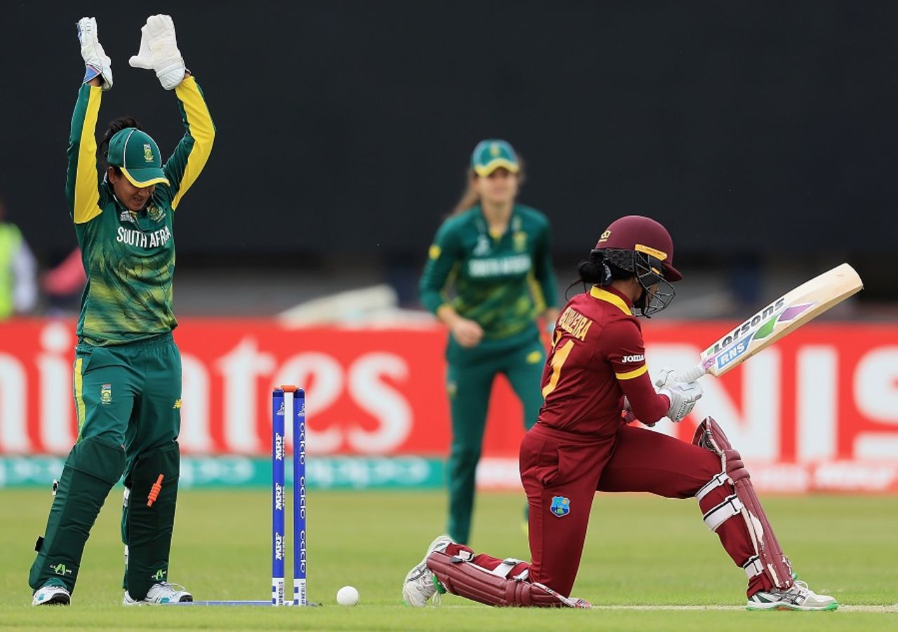Merissa Aguilleira's wicket added to West Indies' dramatic collapse, South Africa v West Indies, Women's World Cup, Leicester, July 2, 2017