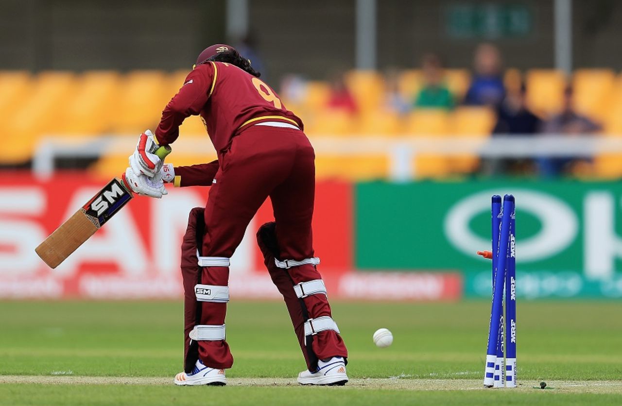 Afy Fletcher was bowled for a duck, South Africa v West Indies, Women's World Cup, Leicester, July 2, 2017