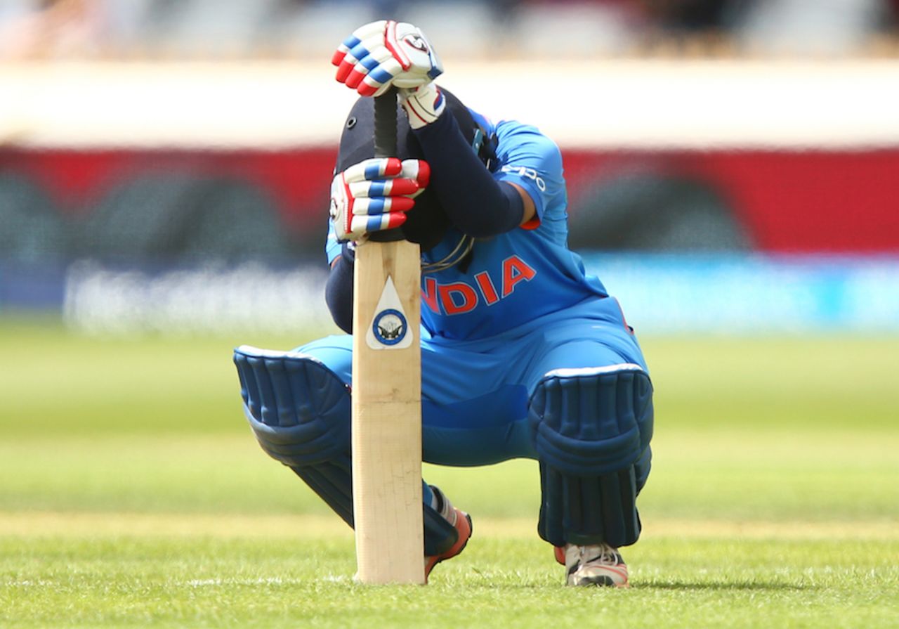 Punam Raut is dejected after falling for 47, India v Pakistan, Women's World Cup 2017, Derby, July 2, 2017
