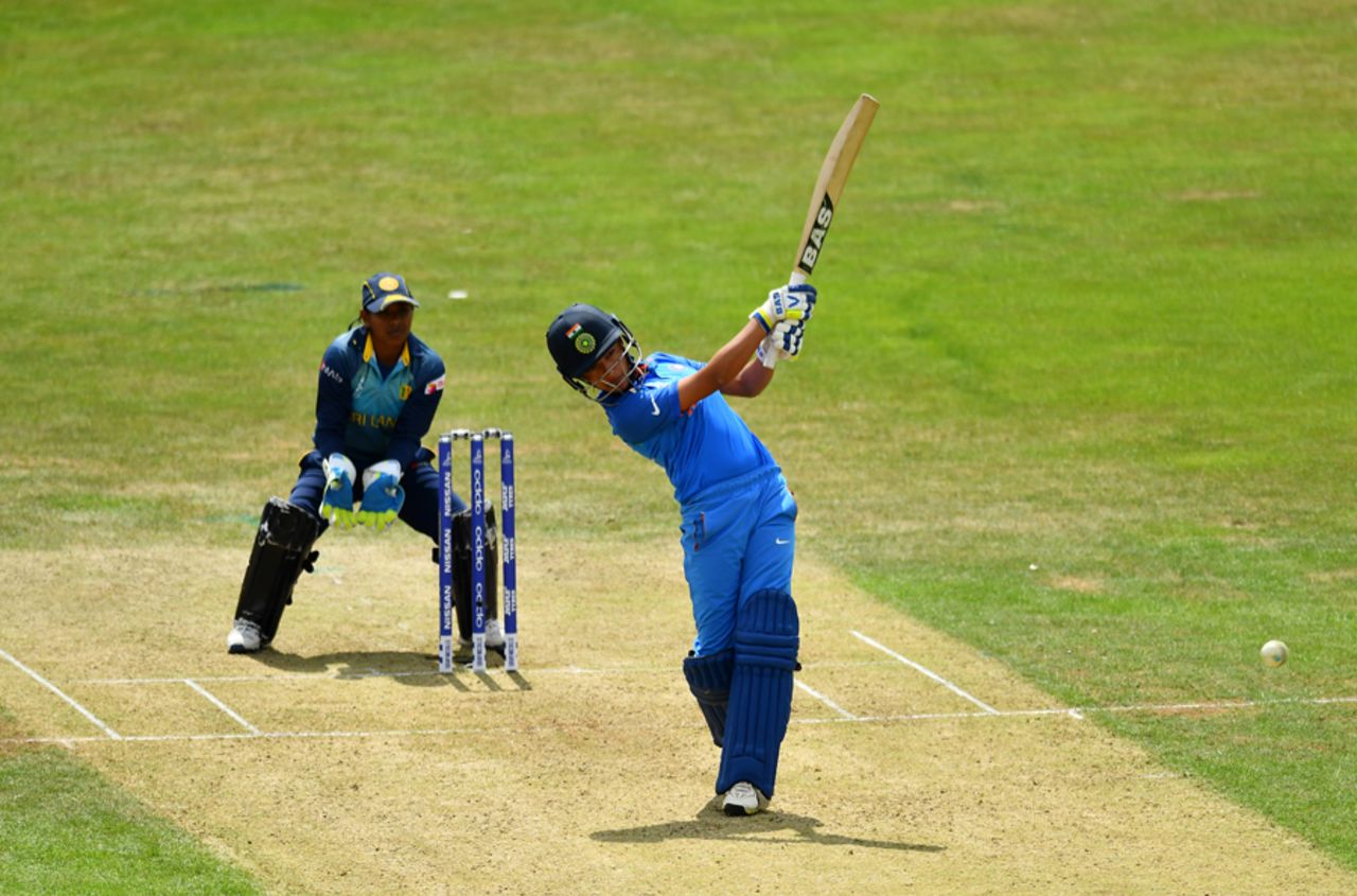 Sushma Verma lofted a few over the bowler's head, India v Sri Lanka, Women's World Cup 2017, Derby, July 5, 2017