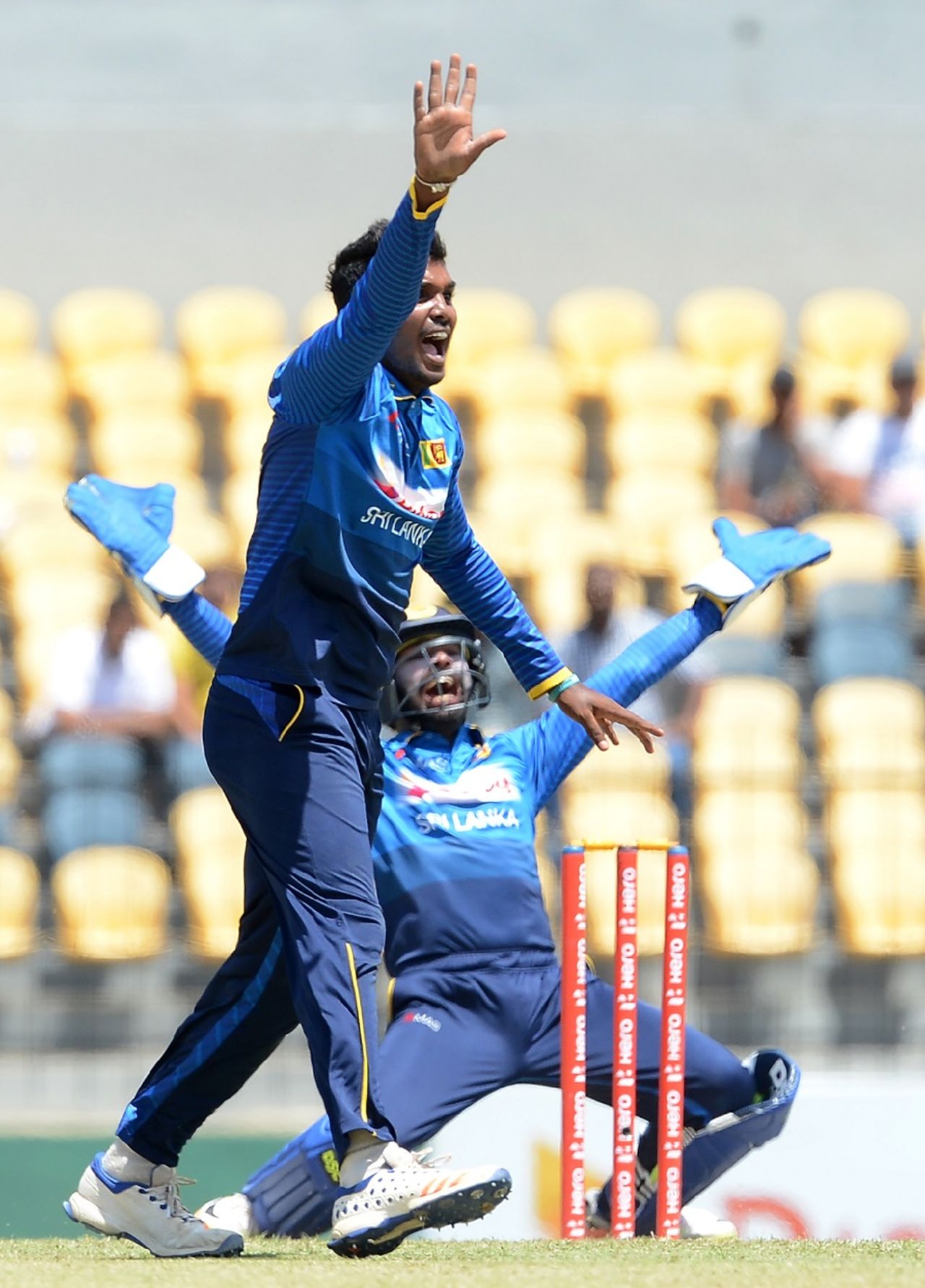 Wanindu Hasaranga won his appeal for lbw, Sri Lanka v Zimbabwe, 3rd ODI, Hambantota, July 6, 2017