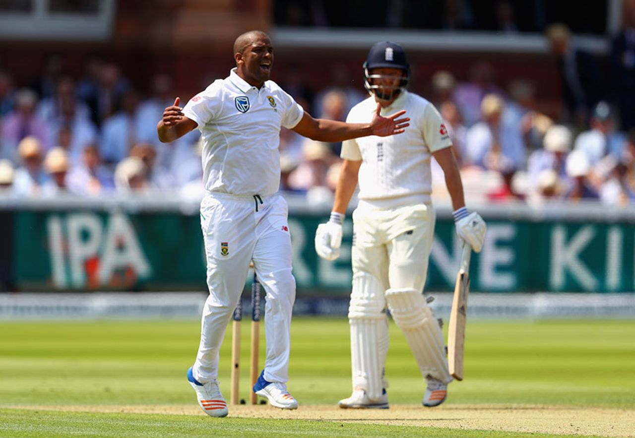 Vernon Philander's wonderful morning continued with Jonny Bairstow's wicket, England v South Africa, 1st Investec Test, Lord's, 1st day, July 6, 2017