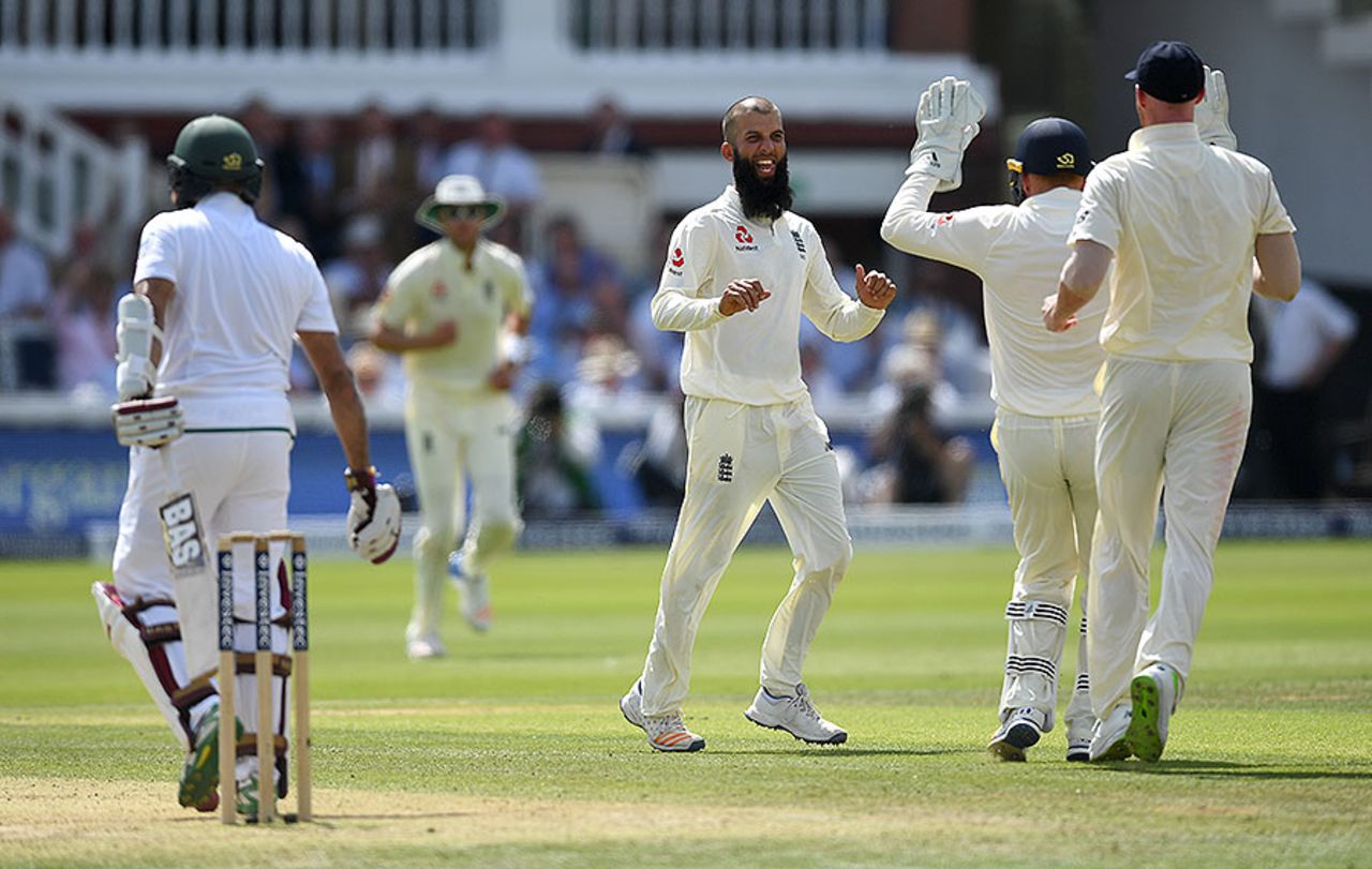 Moeen Ali trapped Hashim Amla lbw for 29, England v South Africa, 1st Investec Test, Lord's, 2nd day, July 7, 2017