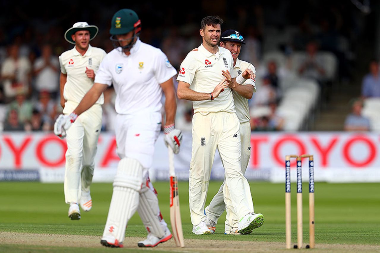 Theunis de Bruyn fell to James Anderson for 48, England v South Africa, 1st Investec Test, Lord's, 2nd day, July 7, 2017