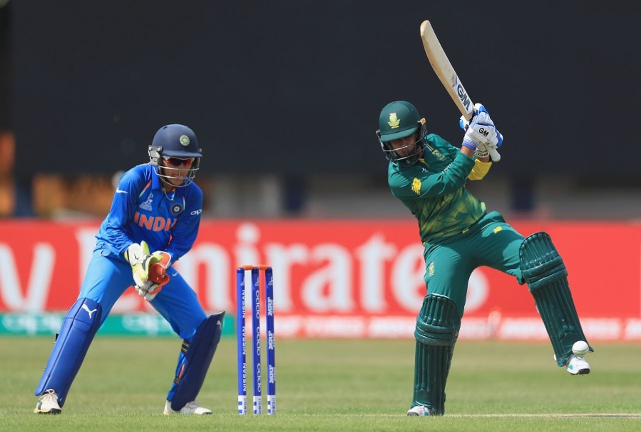 Trisha Chetty looks to drill one off the backfoot, India v South Africa, Women's World Cup 2017, Leicester, July 8, 2017
