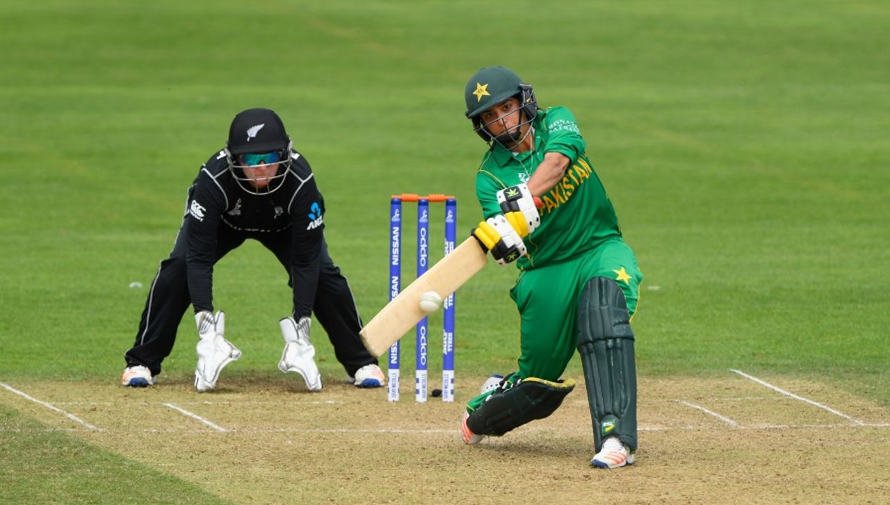 Sana Mir celebrated her 100th ODI with a fifty, New Zealand v Pakistan, Women's World Cup, Taunton, July 8, 2017