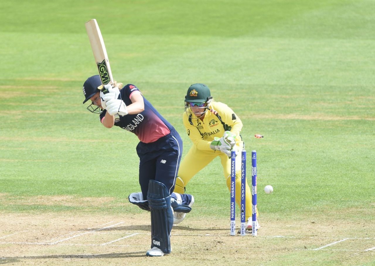 Sarah Taylor chopped on for 35 off 33 balls, Australia v England, Women's World Cup, Bristol, July 9, 2017