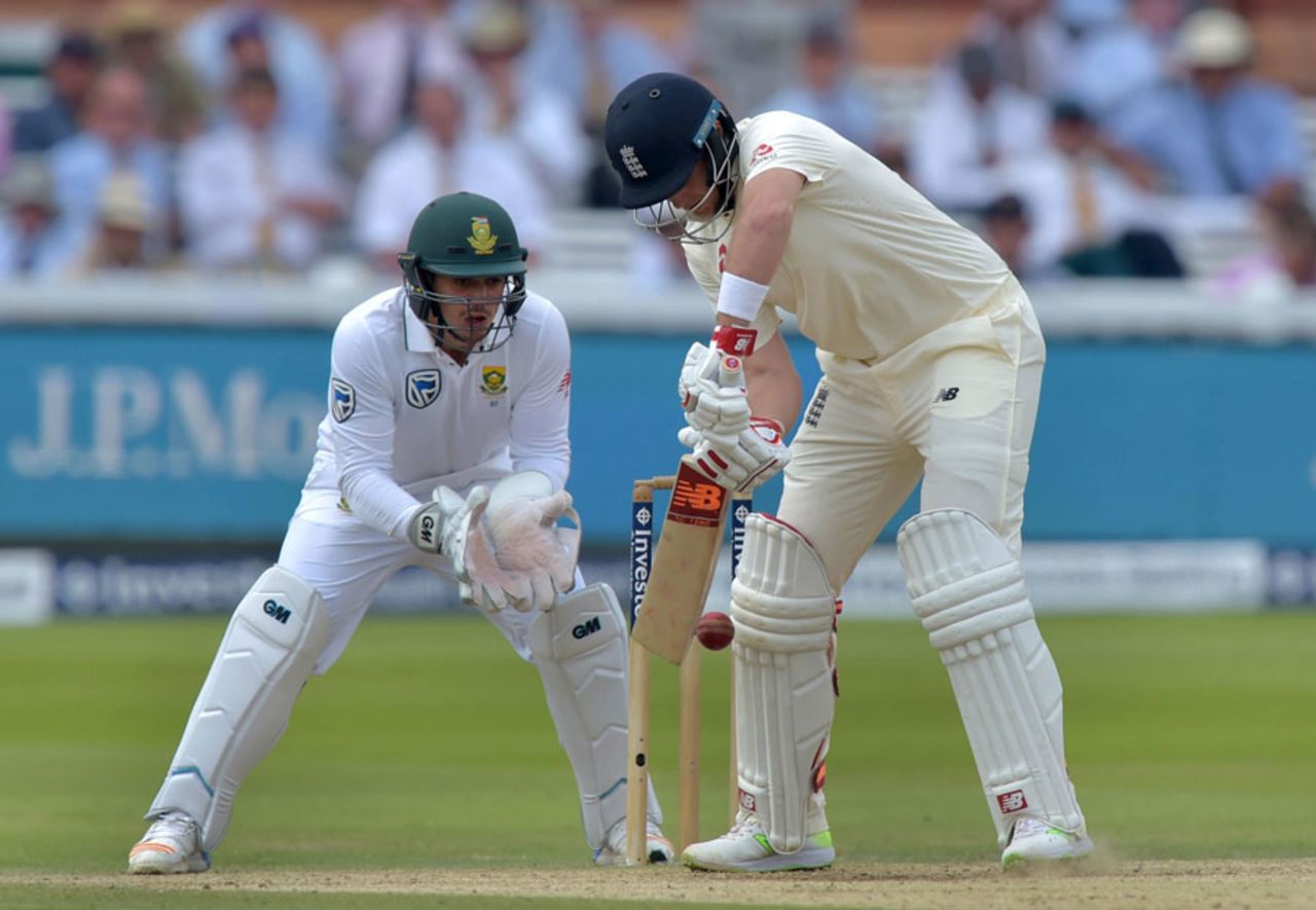 Joe Root was bowled via an inside edge, England v South Africa, 1st Investec Test, Lord's, 4th day, July 9, 2017