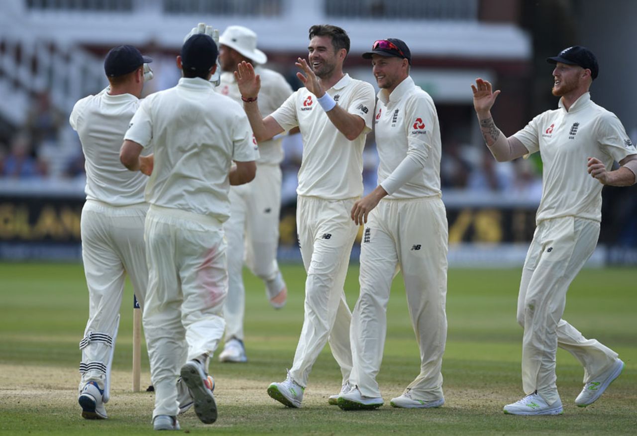 James Anderson claimed the wicket of Heino Kuhn, England v South Africa, 1st Investec Test, Lord's, 4th day, July 9, 2017