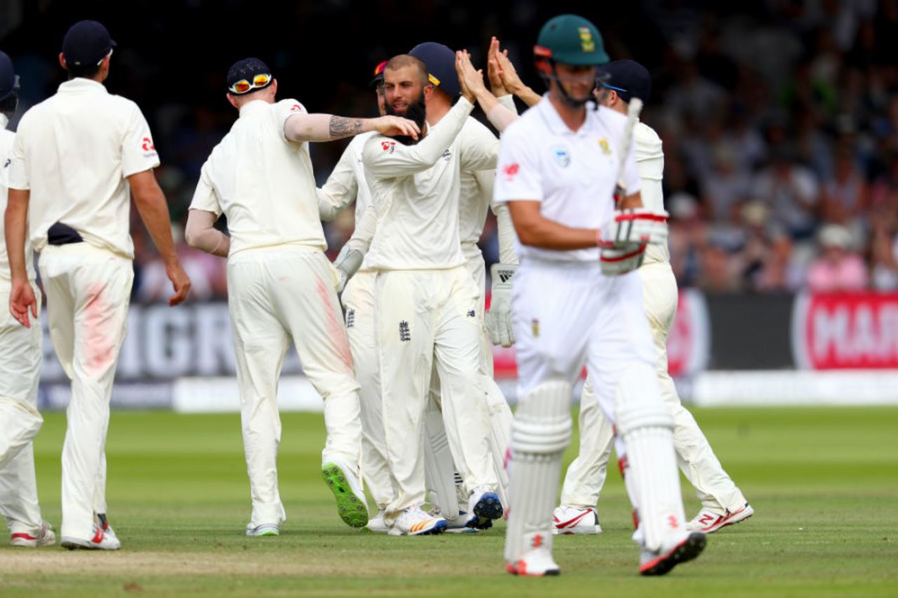 Theunis de Bruyn falls to Moeen Ali as England close in, England v South Africa, 1st Investec Test, Lord's, 4th day, July 9, 2017