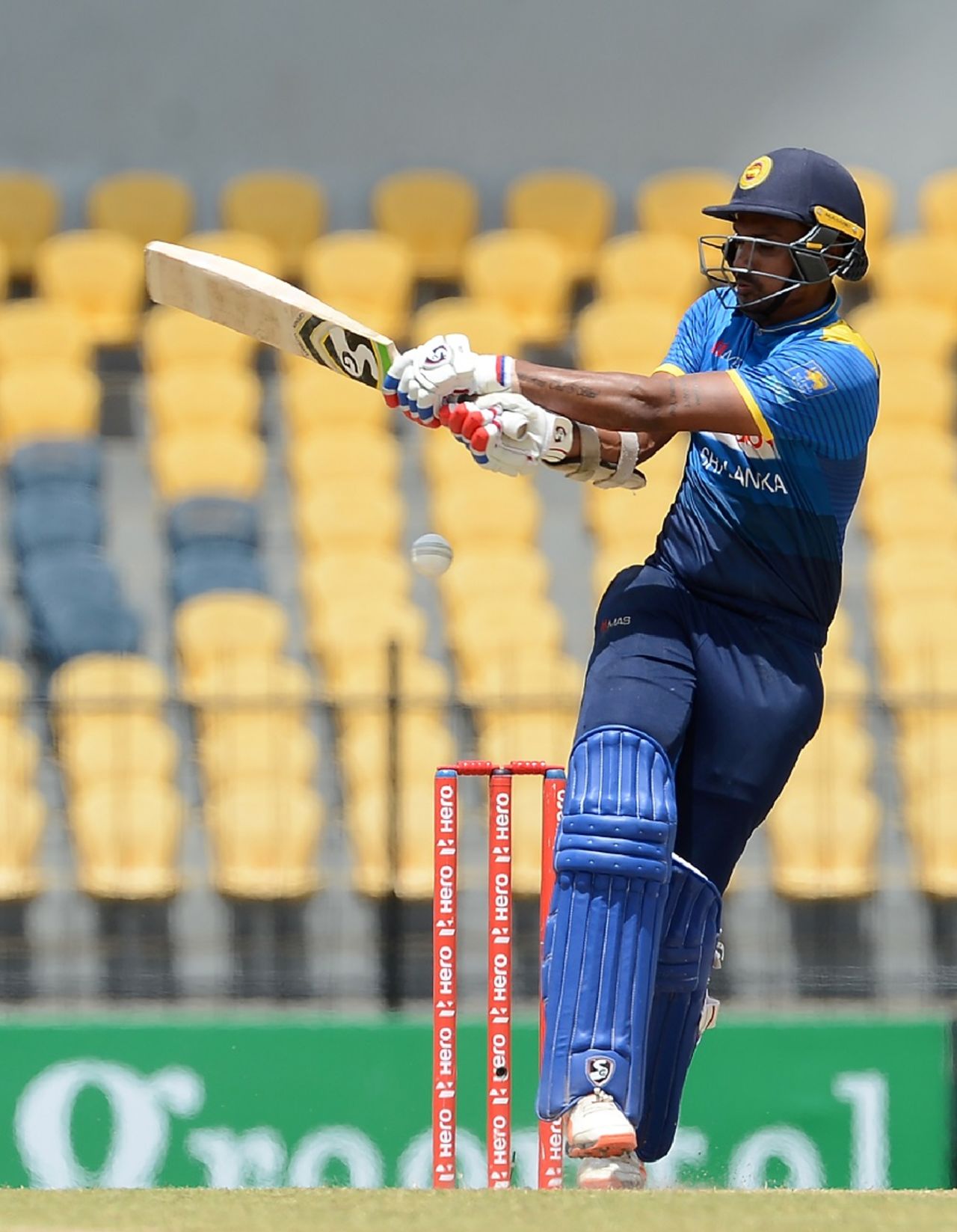 Danushka Gunathilaka kept Sri Lanka fighting with this third successive score of over fifty, Sri Lanka v Zimbabwe, 5th ODI, Hambantota, July 10, 2017
