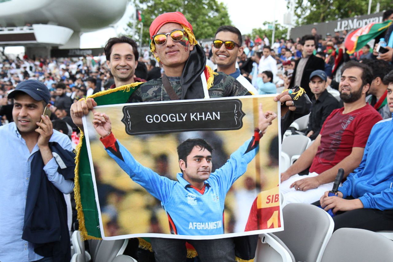 This fan leaves little doubt as to who is the biggest Afghan star at the moment, MCC v Afghanistan, Lord's, July 11, 2017