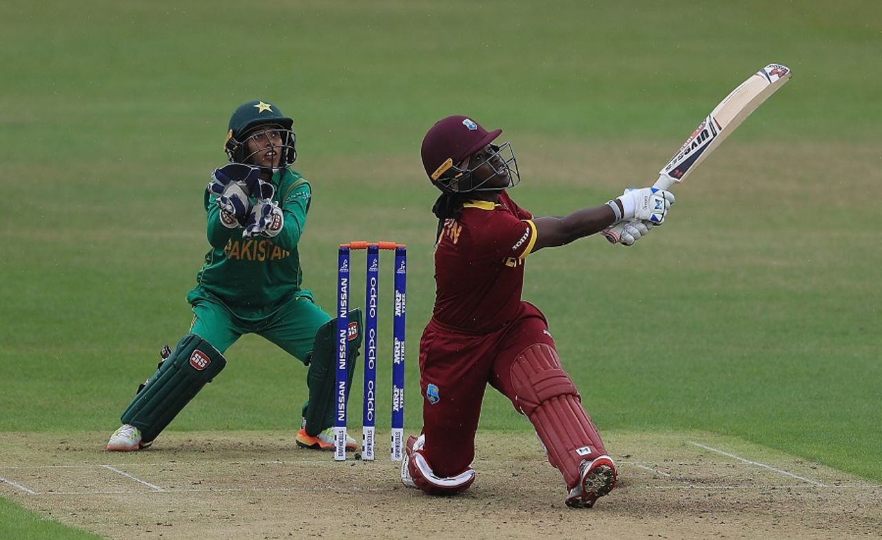 Deandra Dottin lays into a slog sweep, Pakistan v West Indies, Women's World Cup, Leicester, 11 July 2017