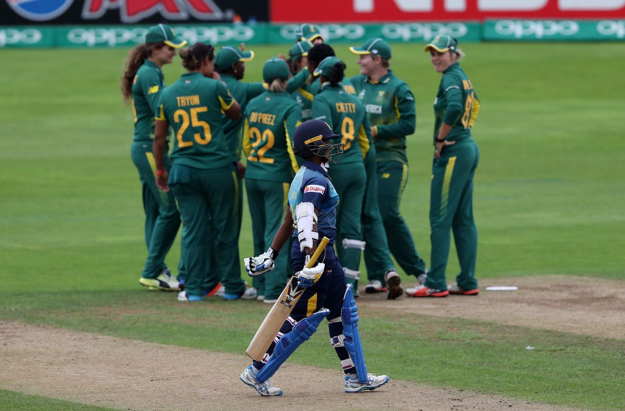 South Africa celebrate the wicket of Hasini Perera, South Africa Women v Sri Lanka Women, Women's World Cup, Taunton, July 12, 2017