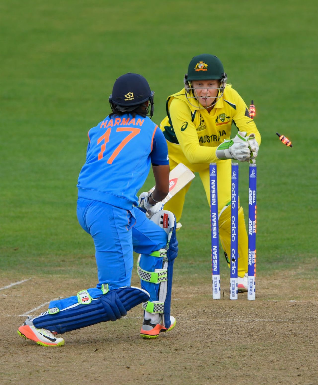 India lost a clutch of wickets after a mammoth second-wicket stand, Australia v India, Women's World Cup, Bristol, July 12, 2017