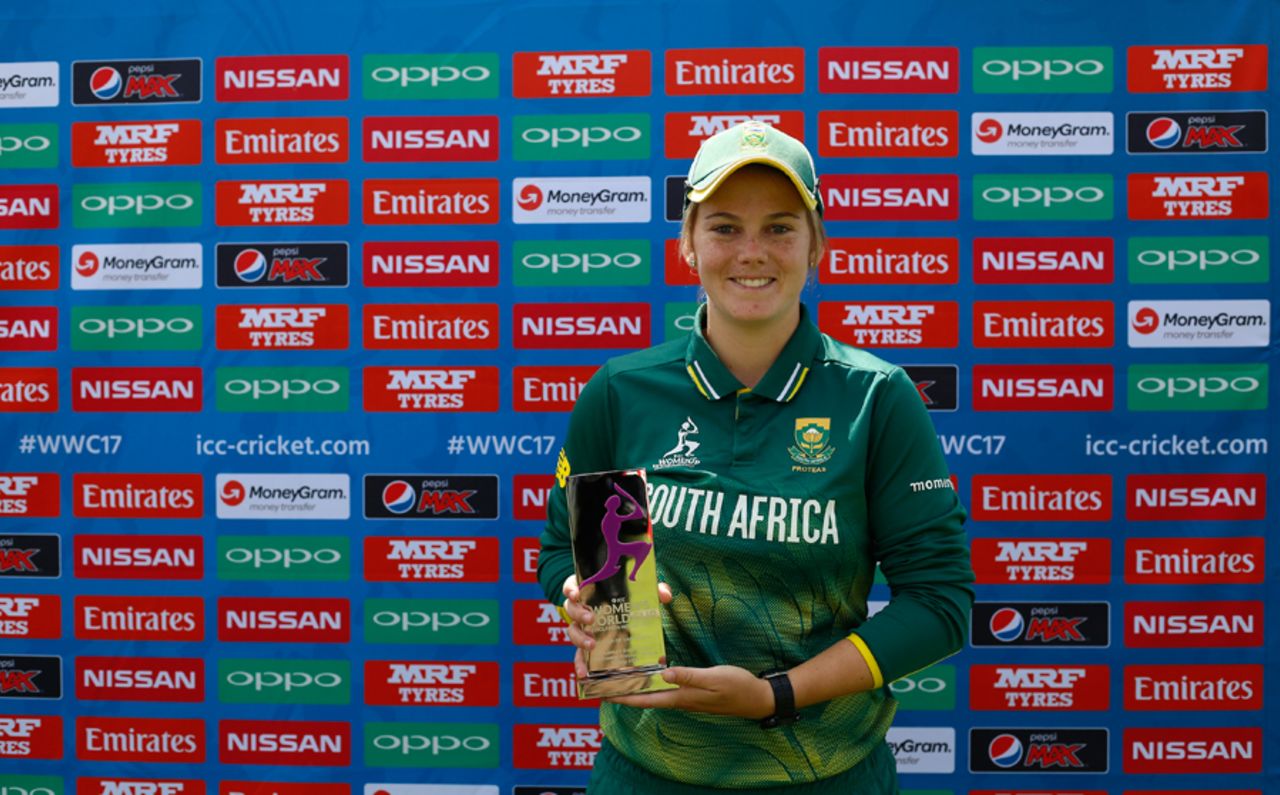Dane van Niekerk was named Player of the Match, South Africa Women v Sri Lanka Women, Women's World Cup, Taunton, July 12, 2017