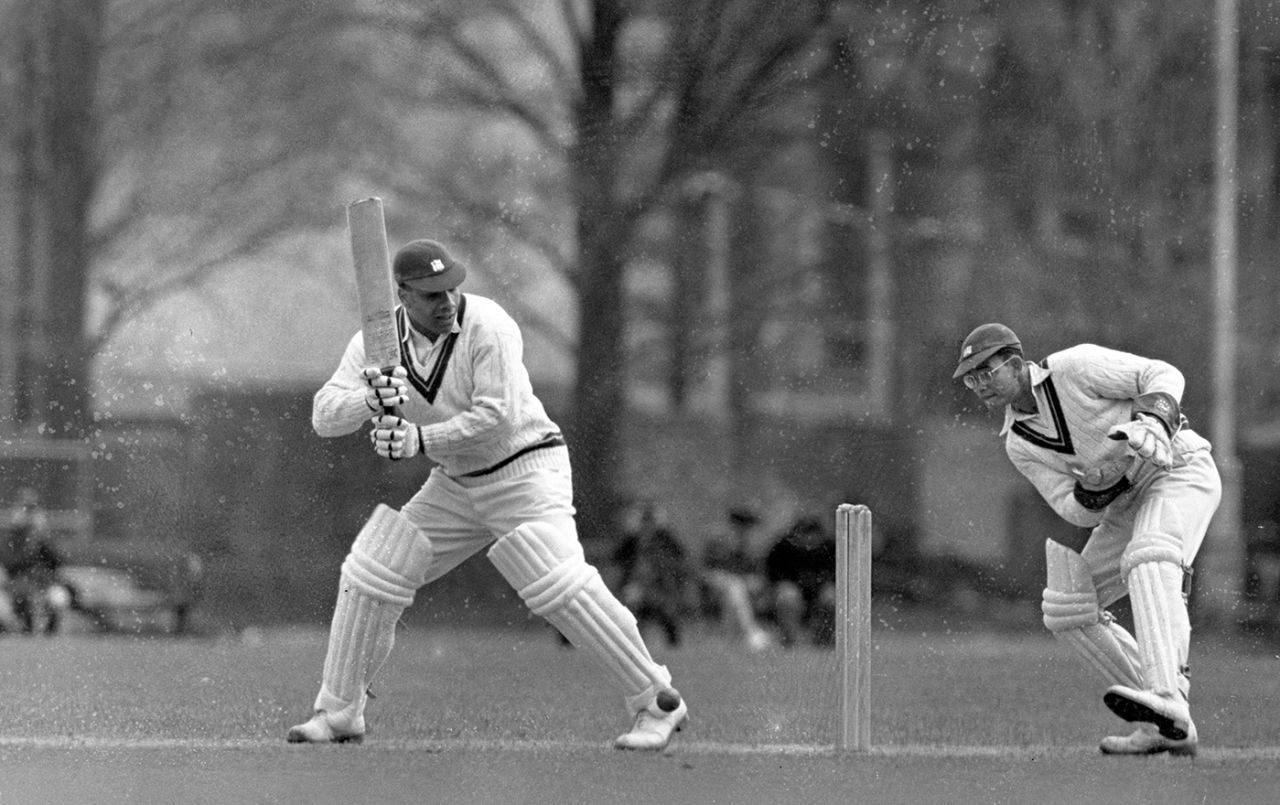 Clyde Walcott bats against the touring West Indians. The keeper is Robert Christiani, Colonel LC Stevens' XI v West Indies XI, The Saffrons, Eastbourne, 1st day, April 24, 1950