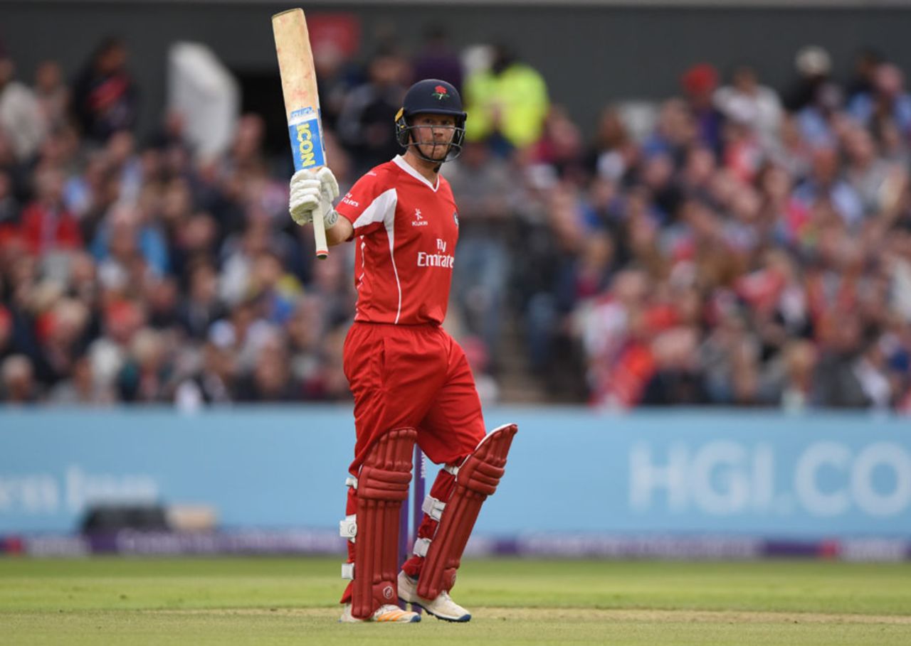 Karl Brown top-scored with 61, Lancashire v Yorkshire, NatWest T20 Blast, North Group, Old Trafford, July 14, 2017