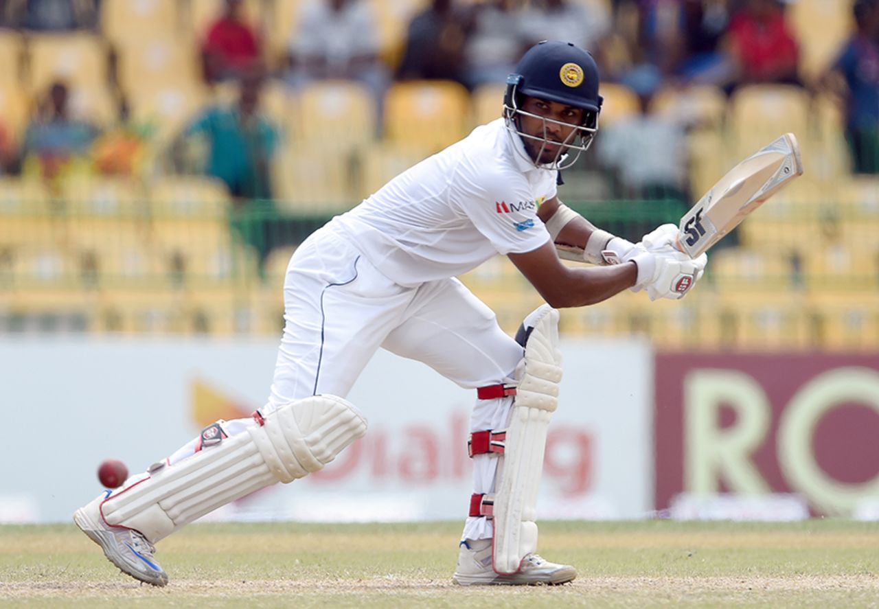 Dinesh Chandimal began his first innings as Test captain with a fluent fifty, Sri Lanka v Zimbabwe, only Test, 2nd day, Colombo, July 15, 2017