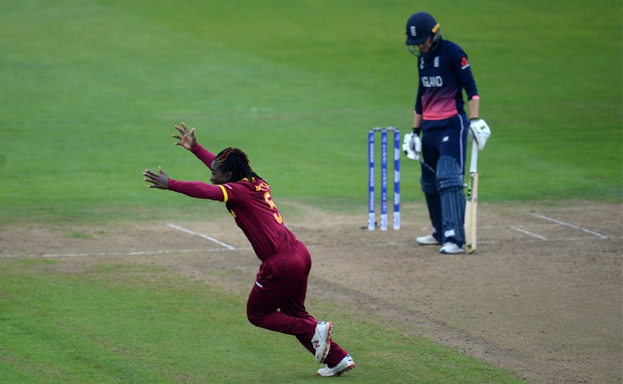 Deandra Dottin took out Sarah Taylor for a golden duck, England v West Indies, Women's World Cup, Bristol, July 15, 2017