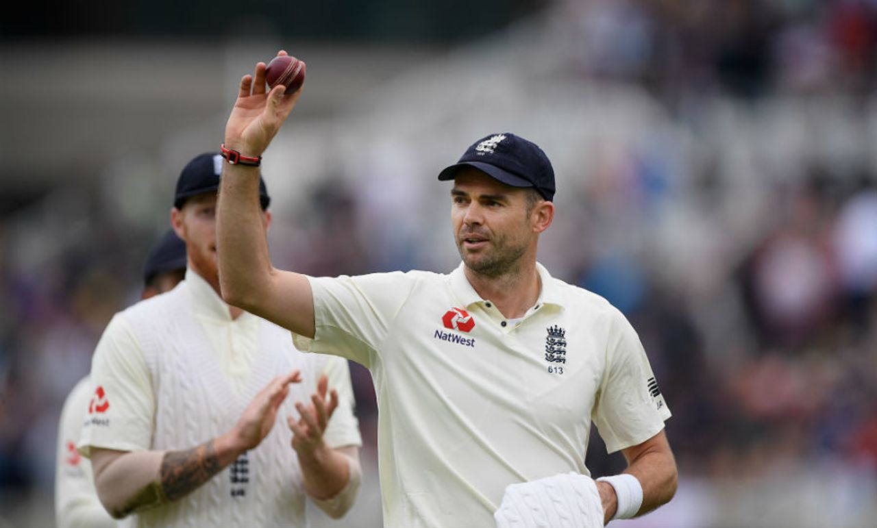 James Anderson salutes the crowd after claiming five wickets, England v South Africa, 2nd Investec Test, Trent Bridge, 2nd day, July 15, 2017