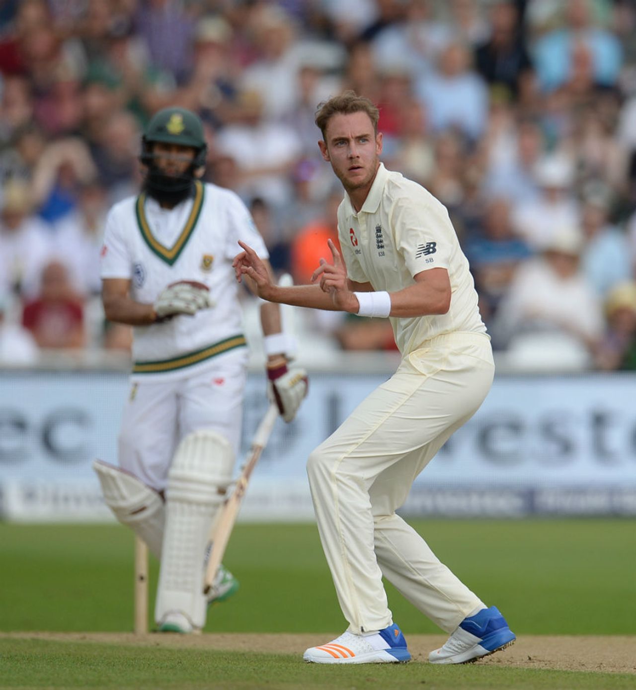 Stuart Broad barely appealed for a caught-behind against Hashim Amla, England v South Africa, 2nd Investec Test, Trent Bridge, 3rd day, July 16, 2017