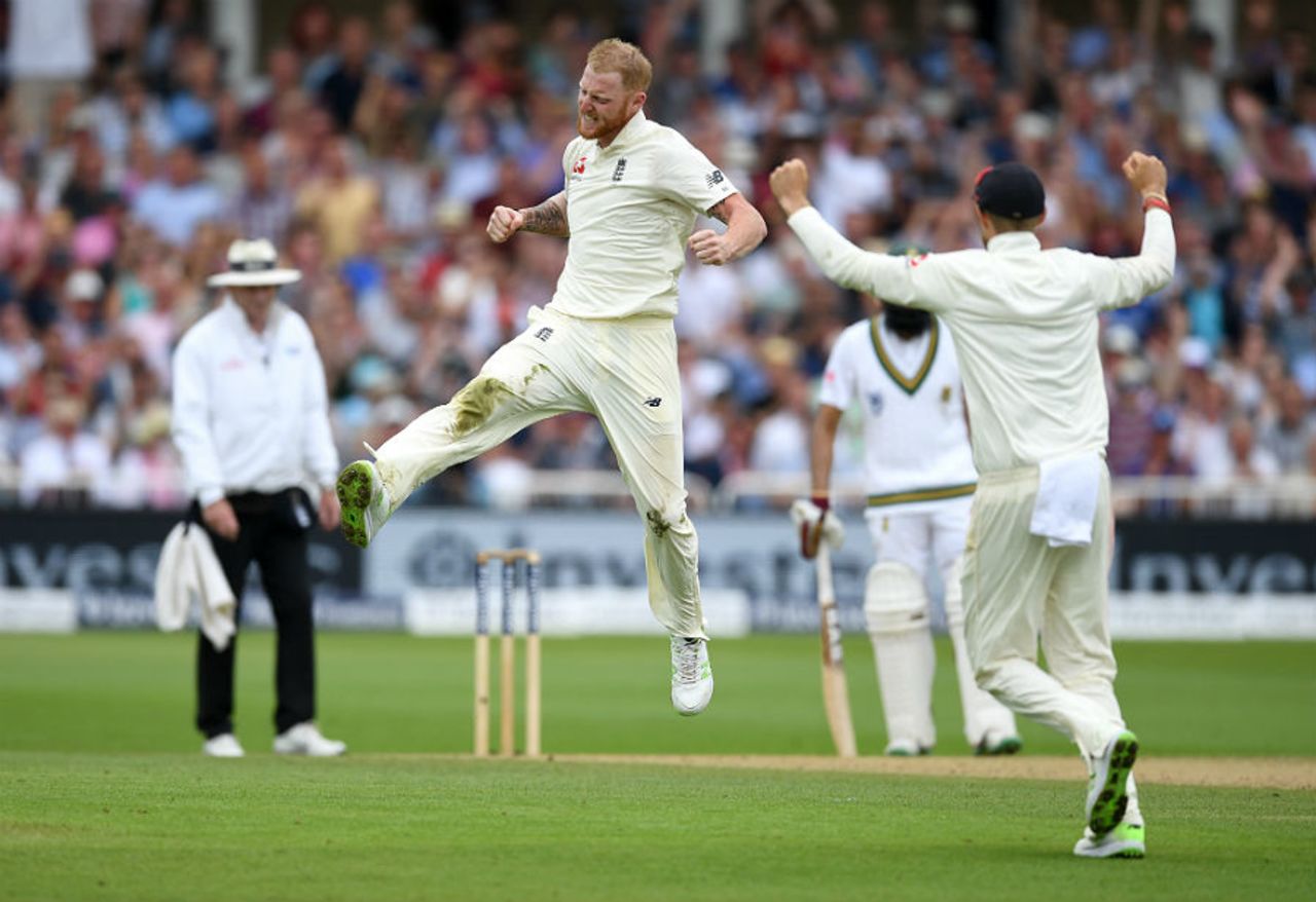 Ben Stokes removed Dean Elgar for 80, England v South Africa, 2nd Investec Test, Trent Bridge, 3rd day, July 16, 2017