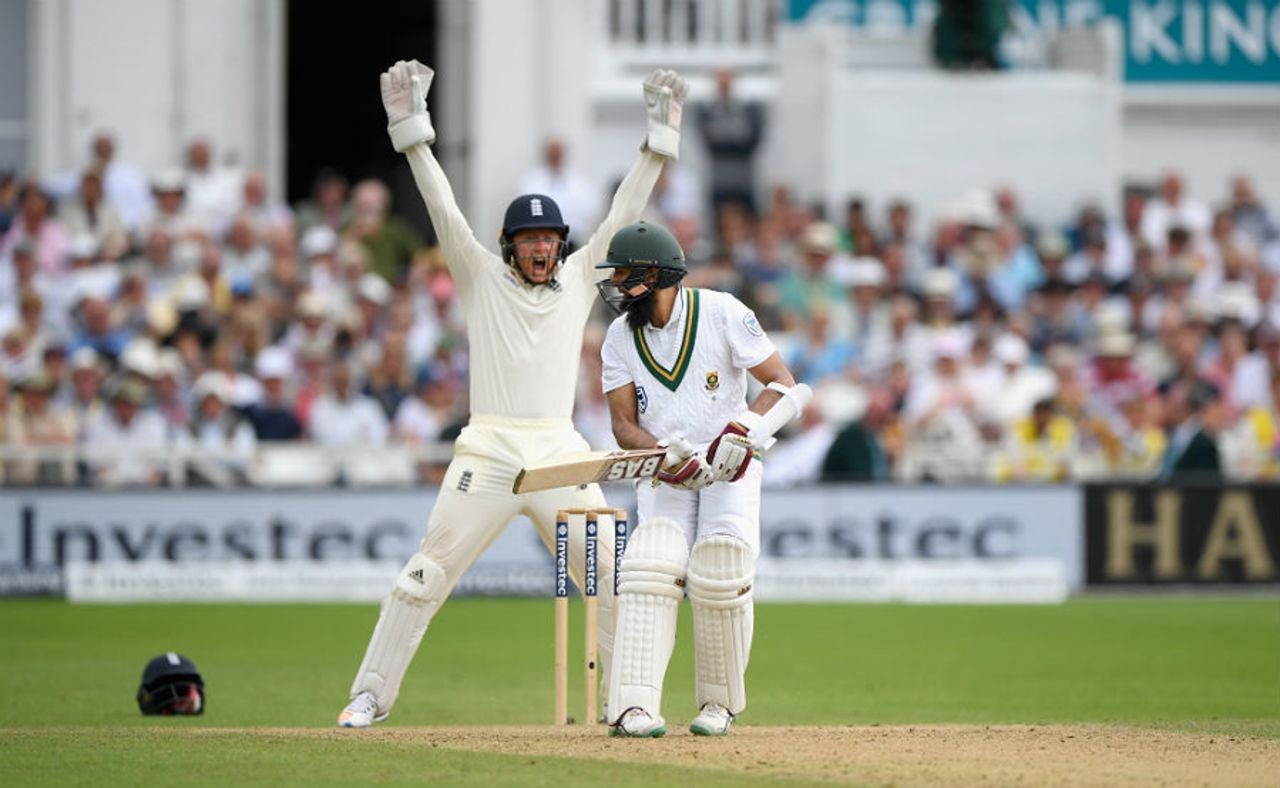 Hashim Amla was trapped lbw for 87, England v South Africa, 2nd Investec Test, Trent Bridge, 3rd day, July 16, 2017