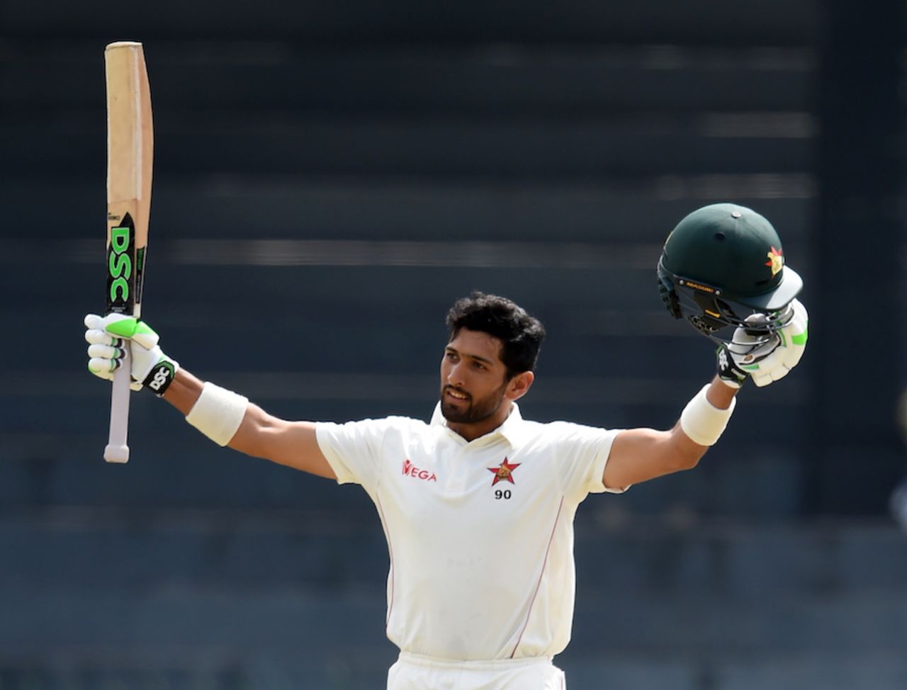 Sikandar Raza was thrilled to reach his maiden Test hundred, Sri Lanka v Zimbabwe, only Test, 4th day, Colombo, July 17, 2017