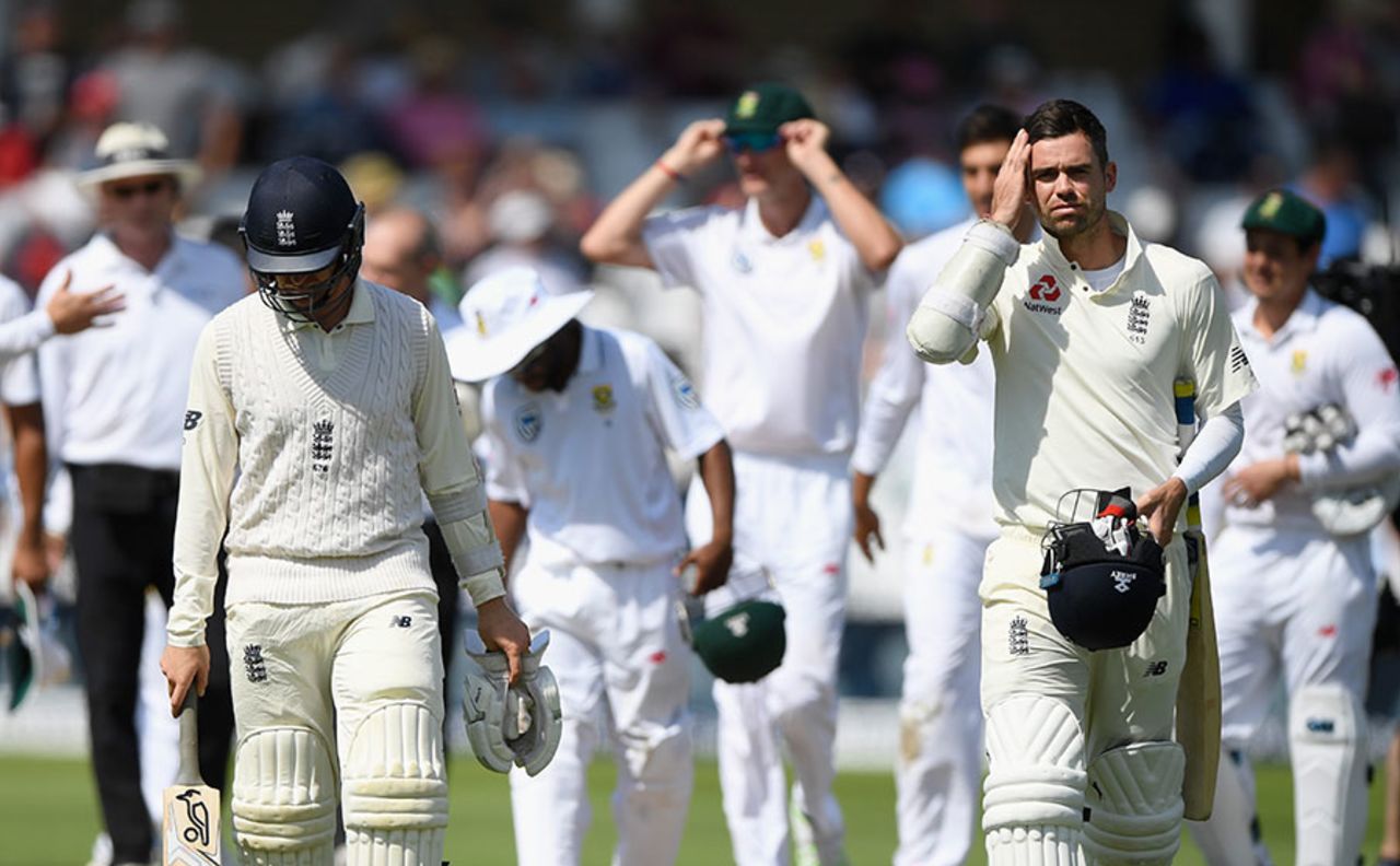 Swift end: England's final pair make their off after defeat, England v South Africa, 2nd Investec Test, Trent Bridge, 4th day, July 17, 2017