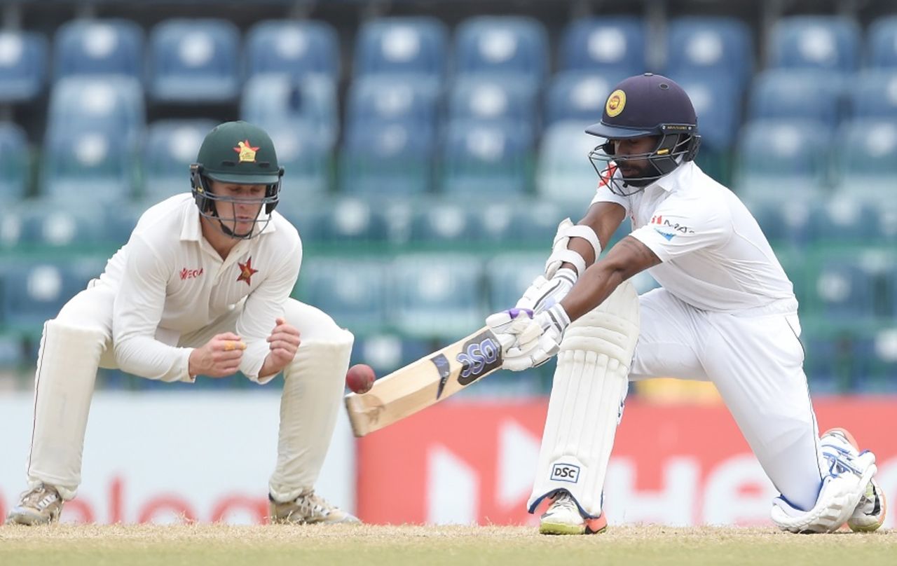 Niroshan Dickwella put the sweep to good use, Sri Lanka v Zimbabwe, only Test, 5th day, Colombo, July 18, 2017