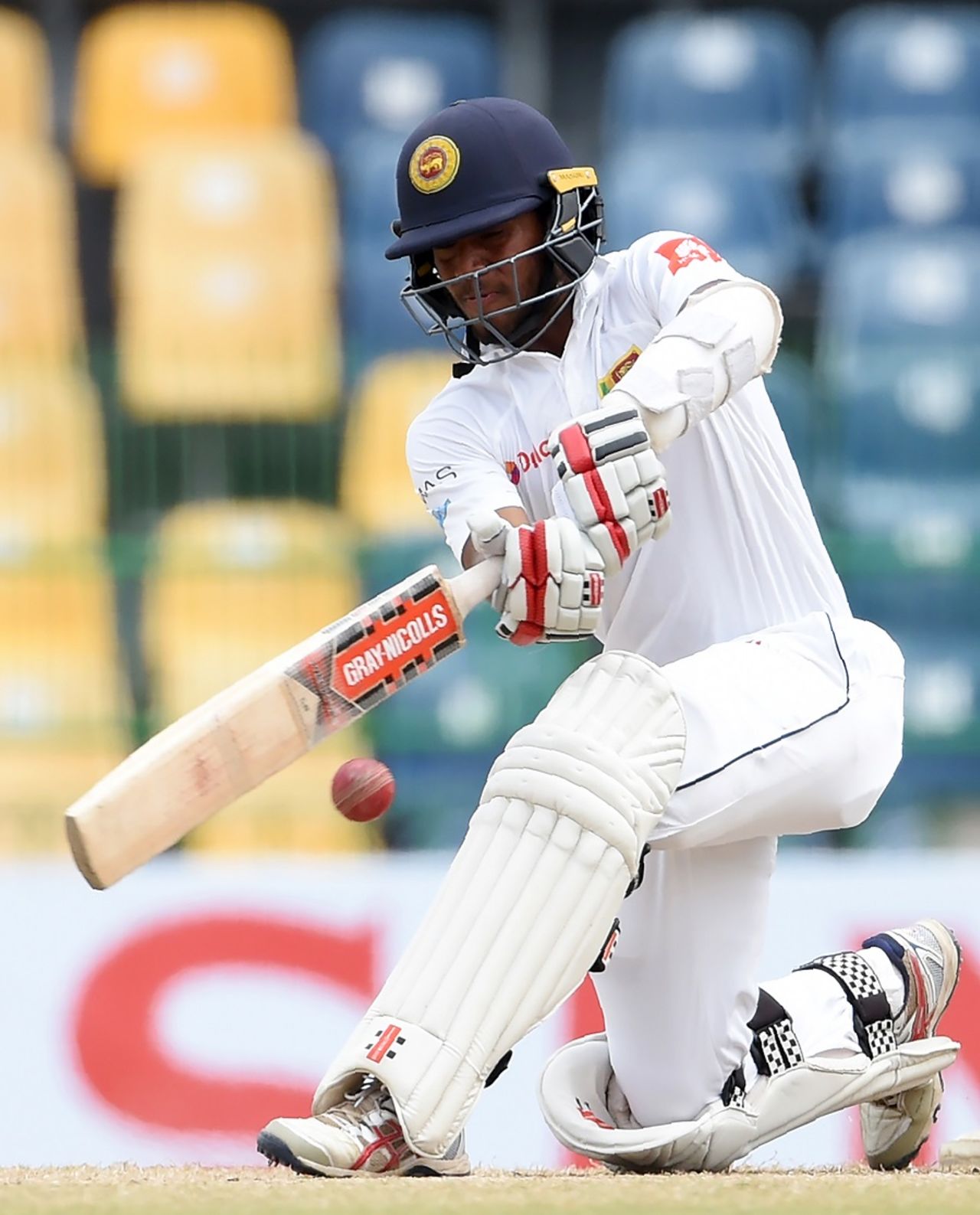 Kusal Mendis top-edged a sweep to mid-on, Sri Lanka v Zimbabwe, only Test, 5th day, Colombo, July 18, 2017