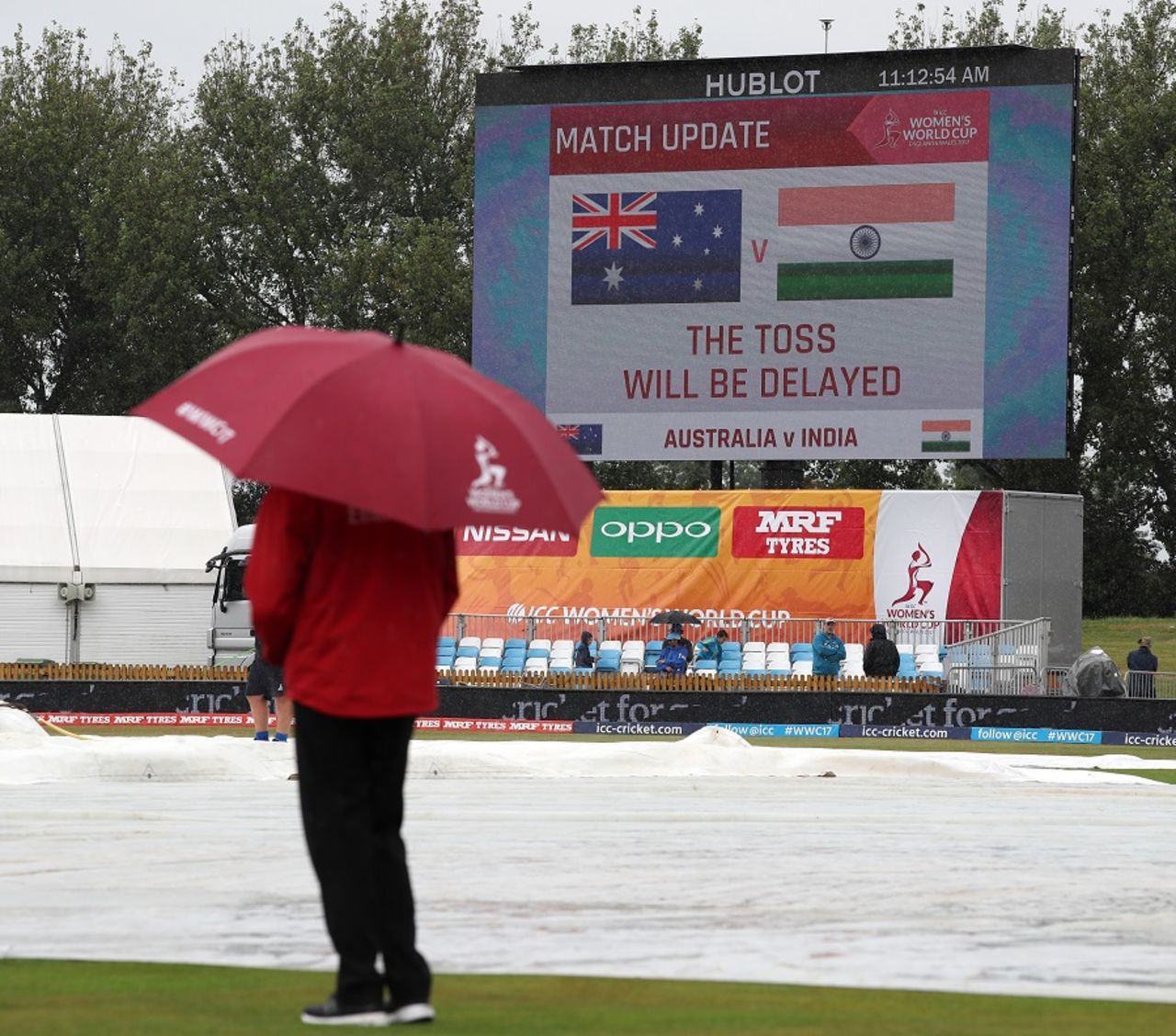 Persistent rain delayed the second semi-final, Australia v India, Women's World Cup, semi-final, Derby, July 20, 2017
