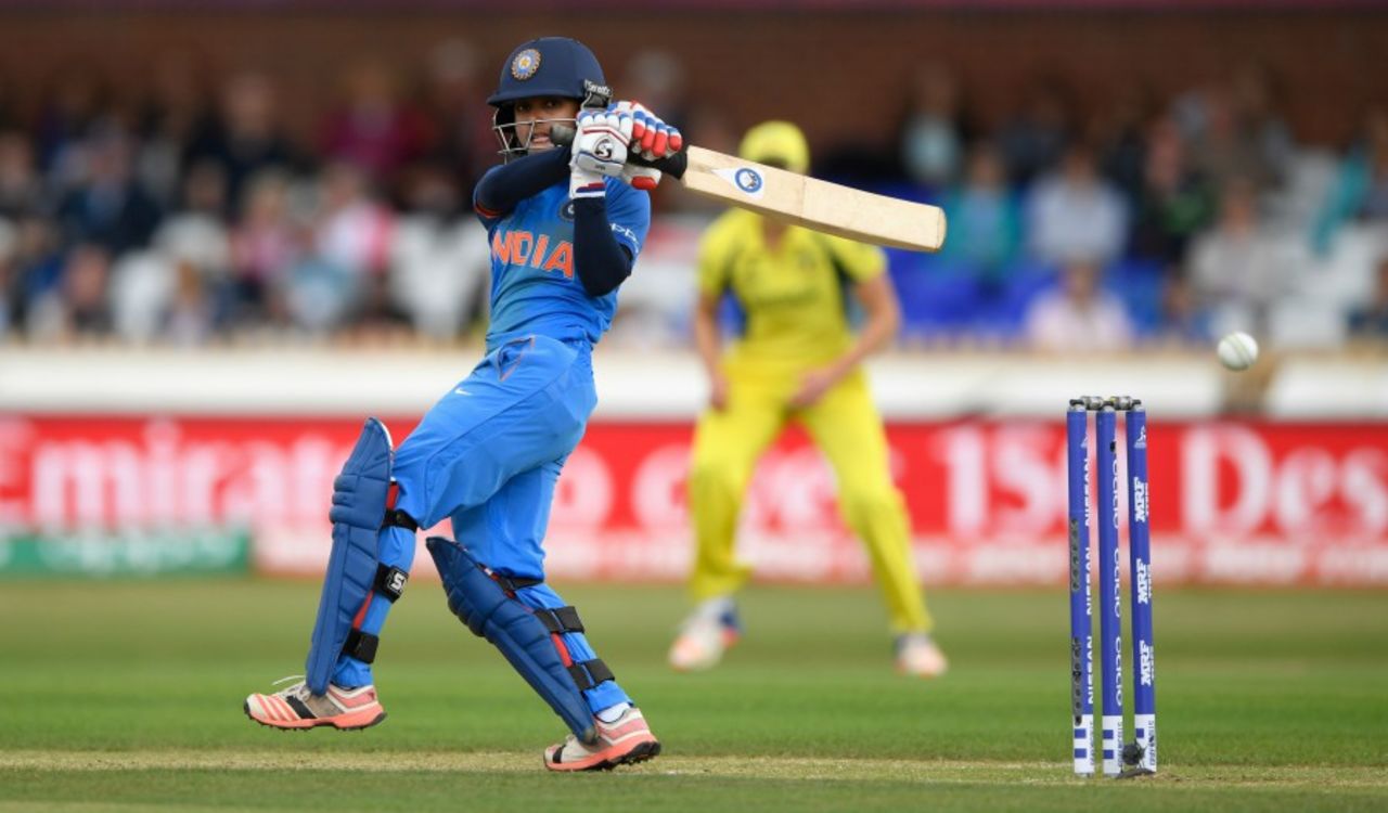 Punam Raut lays into a pull, Australia v India, Women's World Cup, semi-final, Derby, July 20, 2017