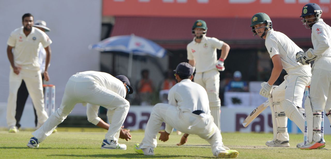Josh Hazlewood edges to M Vijay at gully, India v Australia, 4th Test, Dharamsala, 4th day, March 28, 2017