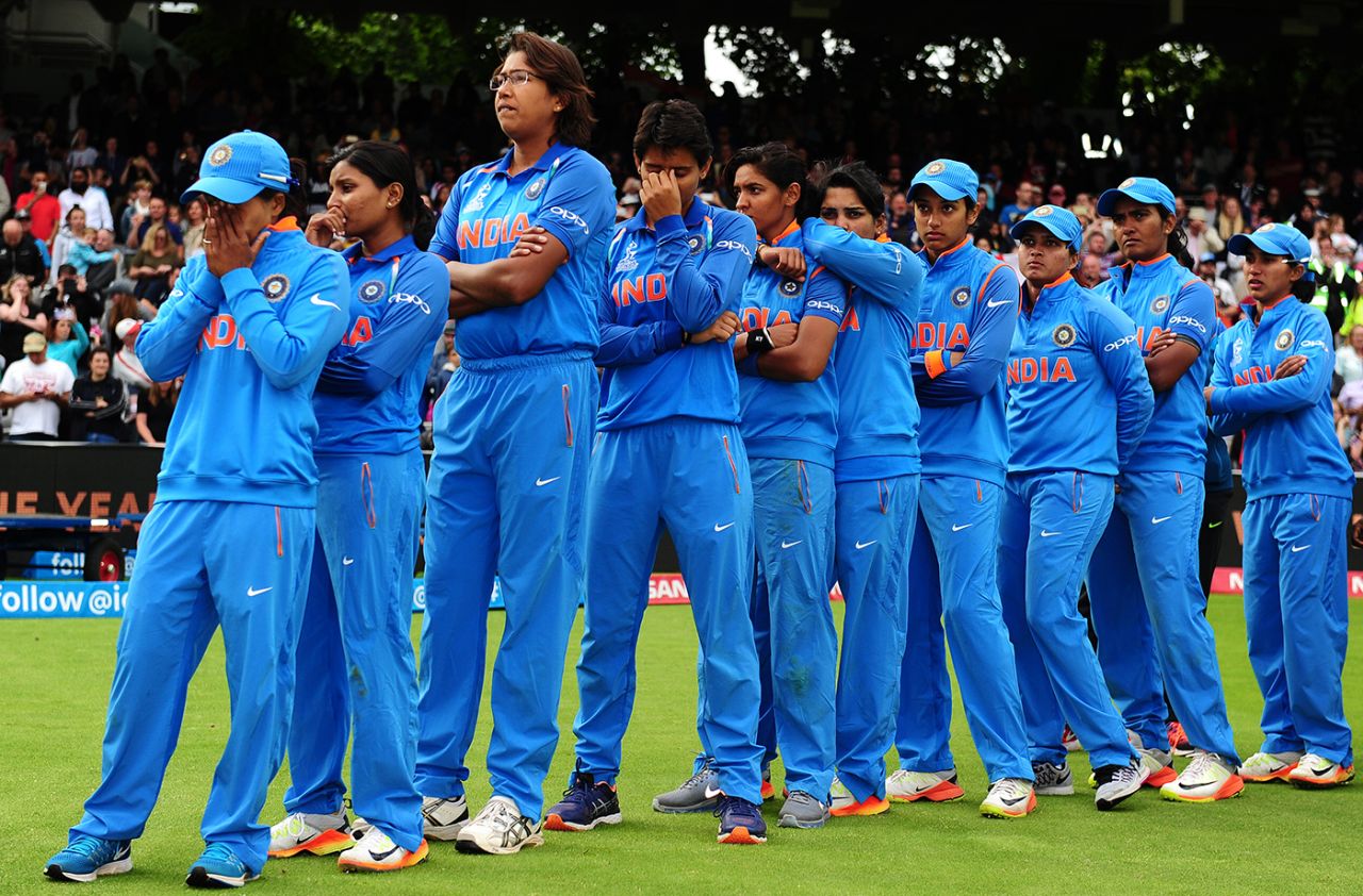 Indian players look on after the final, England v India, Women's World Cup final, Lord's, July 23, 2017