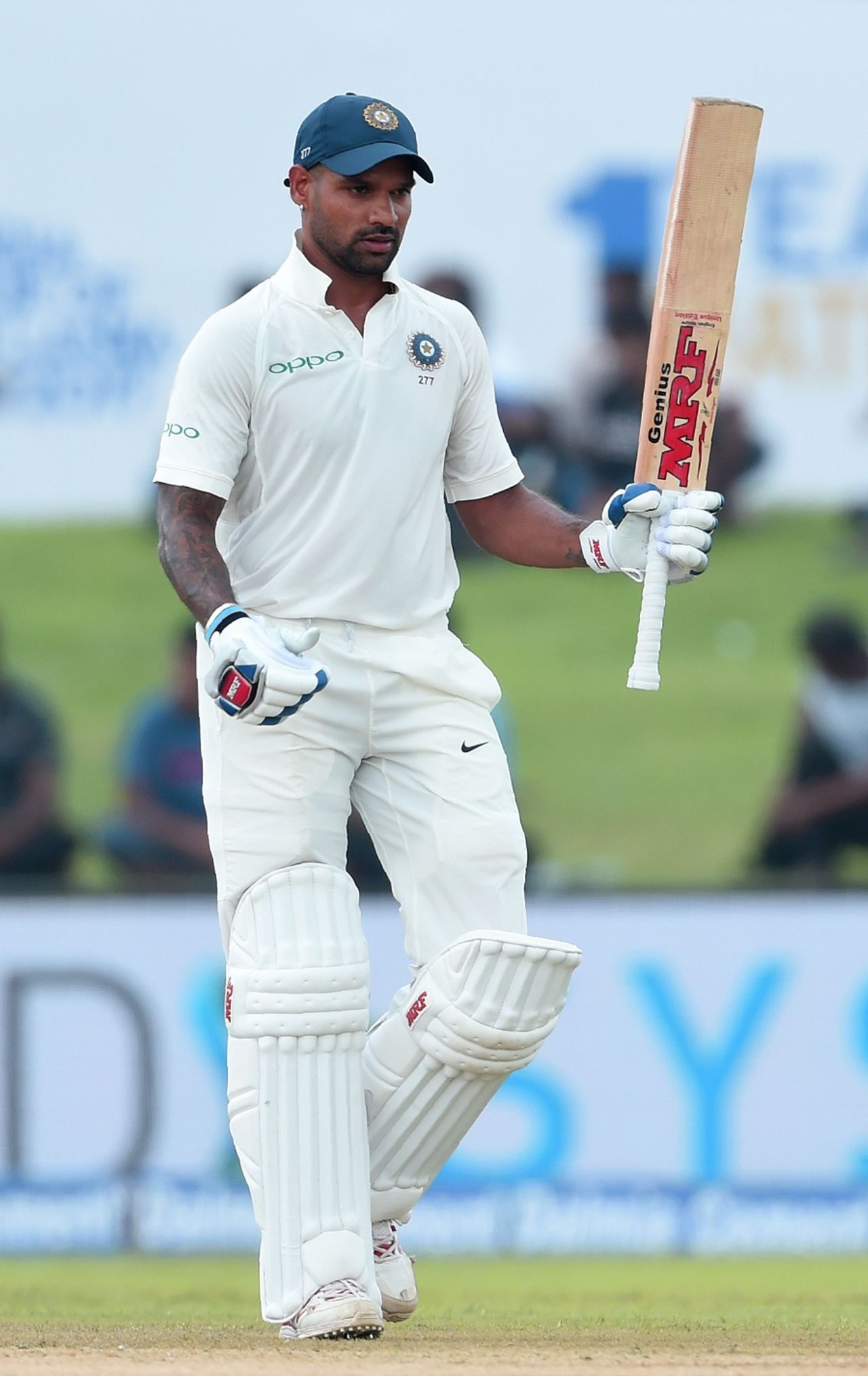 Shikhar Dhawan acknowledges his fifty, Sri Lanka v India, 1st Test, Galle, 1st day, July 26, 2017