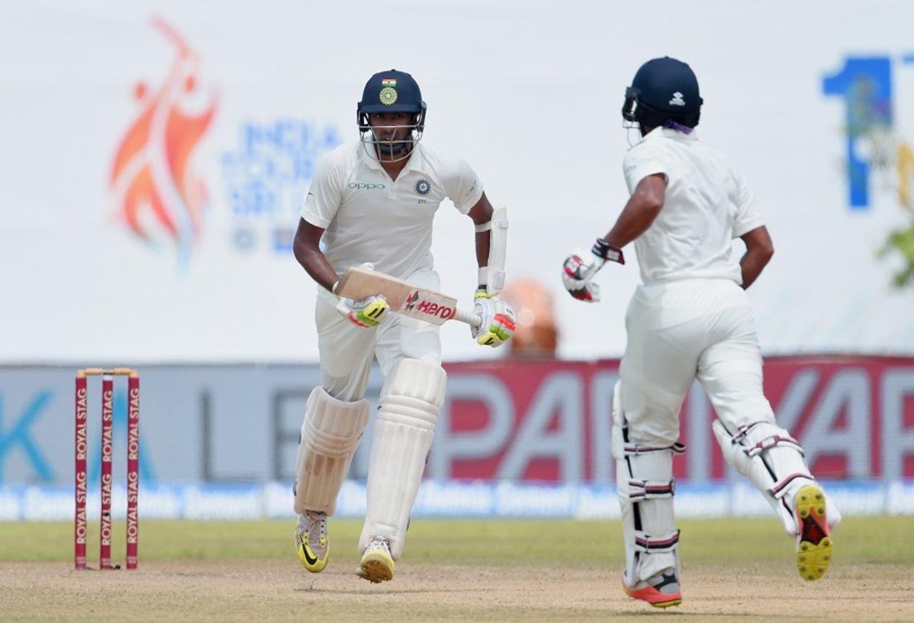 R Ashwin and Wriddhiman Saha added 59 for the sixth wicket, Sri Lanka v India, 1st Test, Galle, 2nd day, July 27, 2017